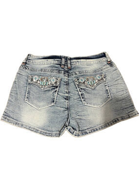 Flamingals Women’s Shorts Stretchy M Flap Pocket Beaded Shorts Size M